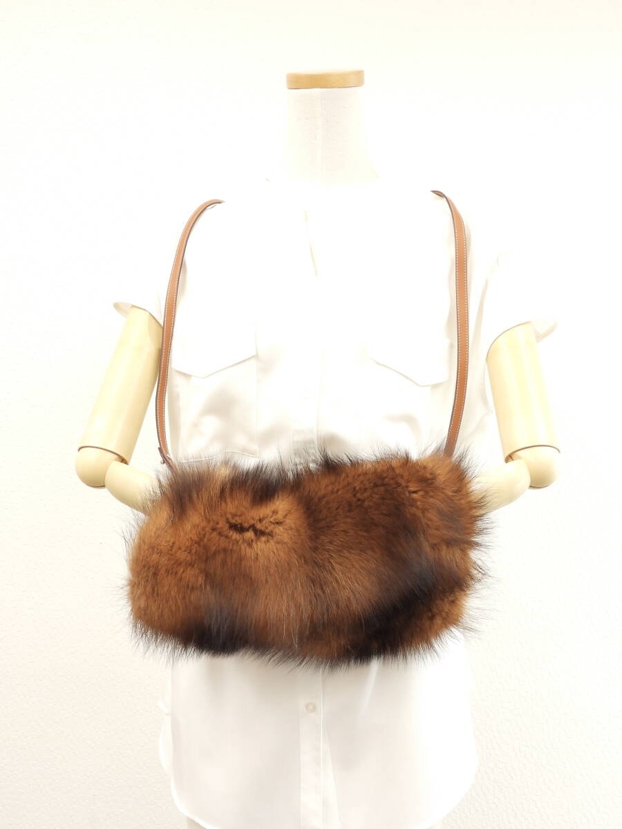 エルメス ハンドマフポシェット フィッシャーファー 茶 ハンドウォーマー セリエ 極美品@ 1