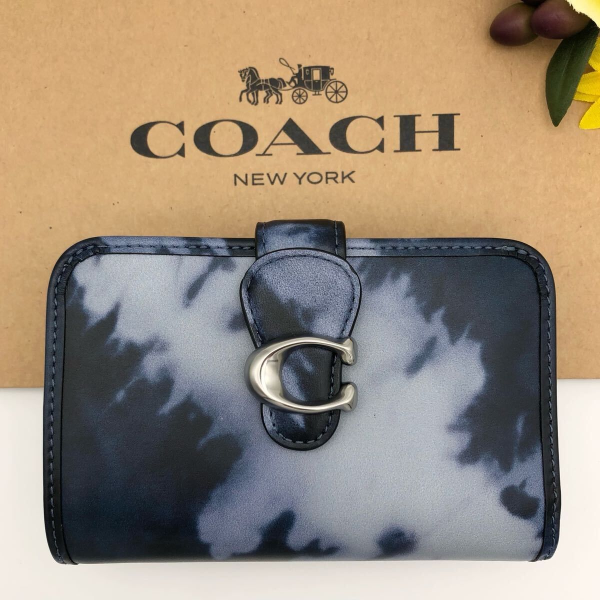 COACH ★大人気★ タビーミディアム ウォレット タイダイプリント ミッドナイトネイビー CU705 LHNGB 新品