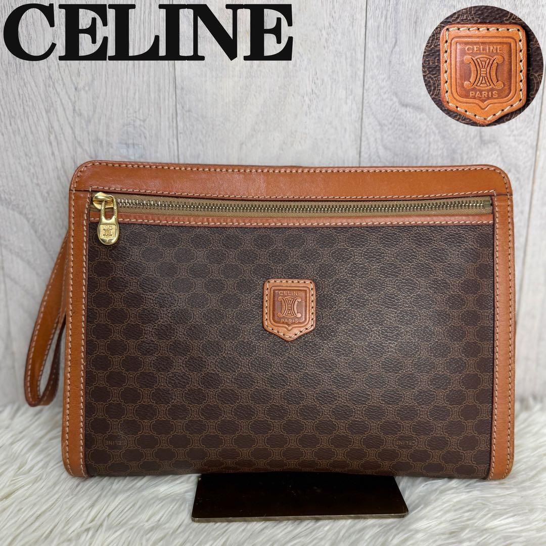美品 CELINE セリーヌ トリオンフ ロゴ マカダム クラッチバッグ