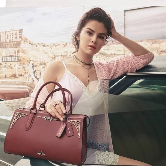 COACH コーチ × セレーナゴメス 限定 セレーナ ボンドバッグ クリスタル装飾 2WAY レッドブラウン
