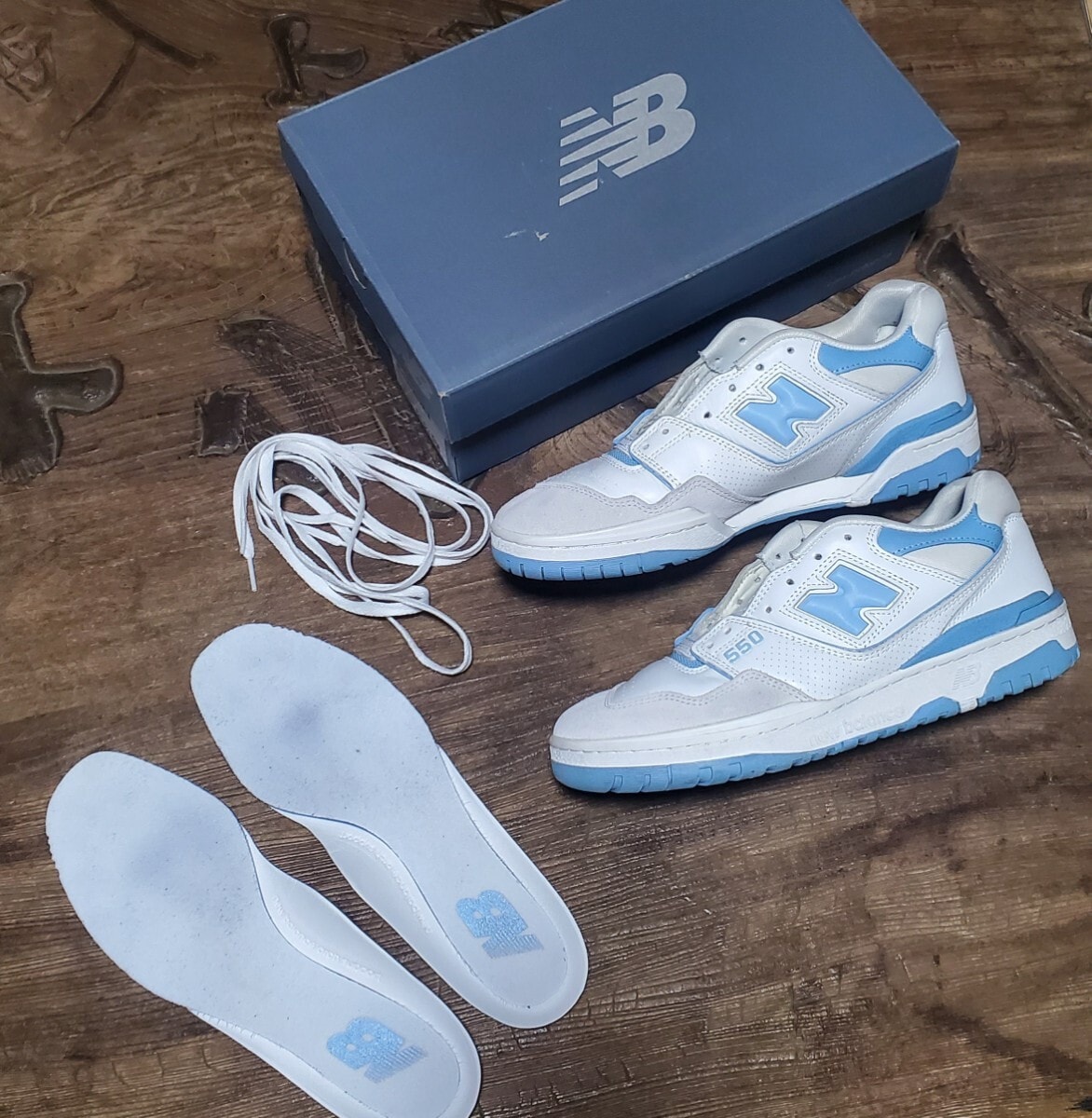 2023年 NEW BLANCE BB550 LSB WHITE BLUE 27.5cm us9.5 17600円 検/ NB ニューバランス ホワイト ブルー 水色系 バスケ バッシュ 大谷翔平
