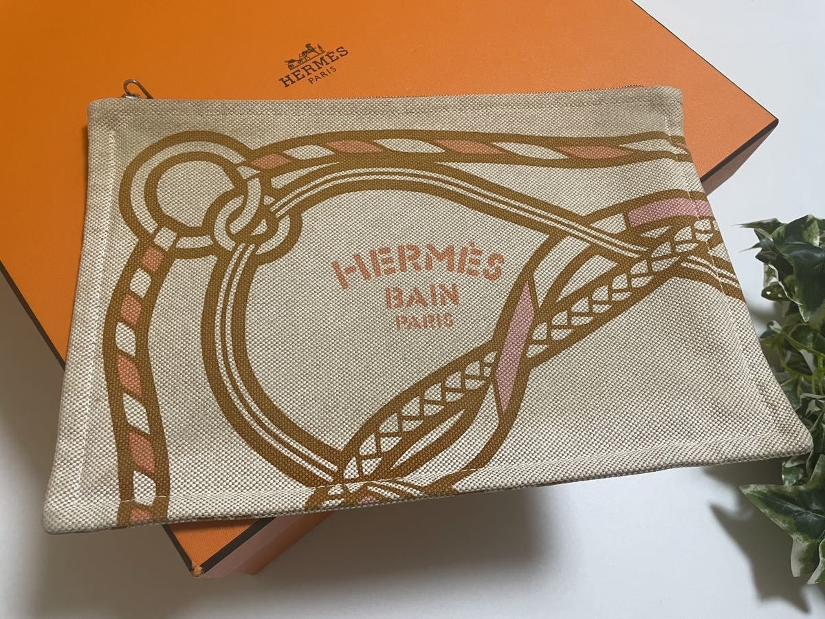 ★美品　エルメス ヨッティングポーチGM　トレサージュ・マラン　クラッチ　希少　HERMES トワルアッシュ　ロープ