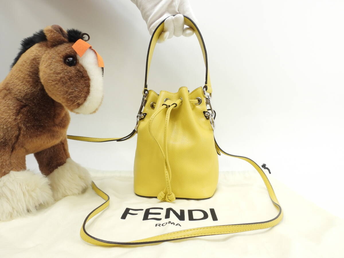 フェンディ s付ハンドバッグ モントレゾール レザー黄 ポシェット 美品@ 8