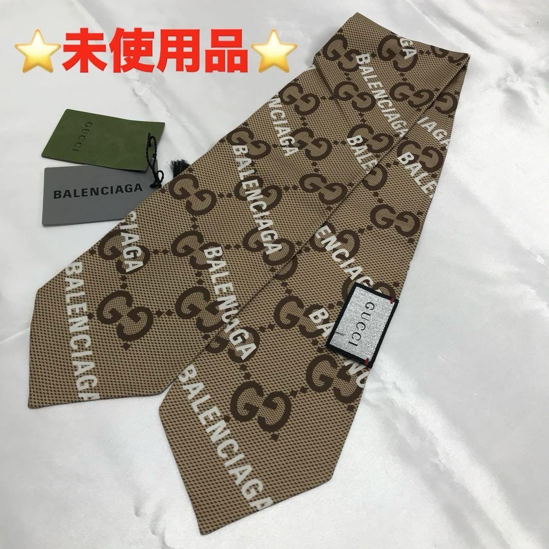☆未使用☆GUCCI Balenciaga コラボ ネックボウ スカーフ シルク
