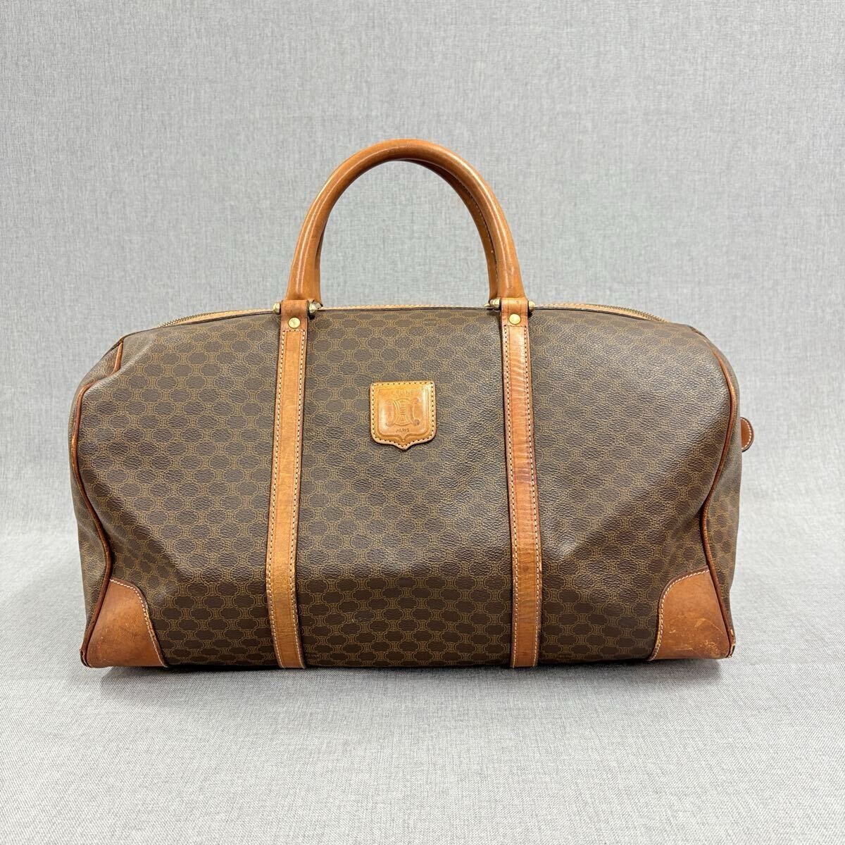 CELINE セリーヌ マカダム柄 ボストンバッグ ブラウン PVC