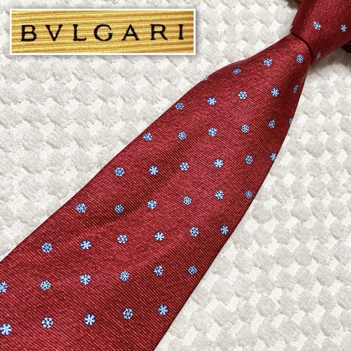 目立った傷や汚れなし】□美品□BVLGARI ブルガリ ネクタイ 雪の結晶