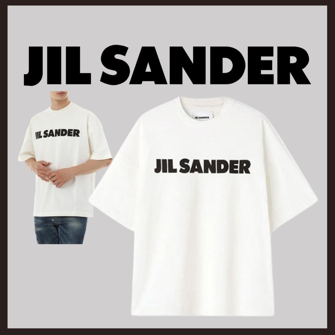 ○★新品 未使用 JIL SANDER ロゴTシャツ 定番ボックスロゴ ロゴドン ホワイト L（ジルサンダー）○●