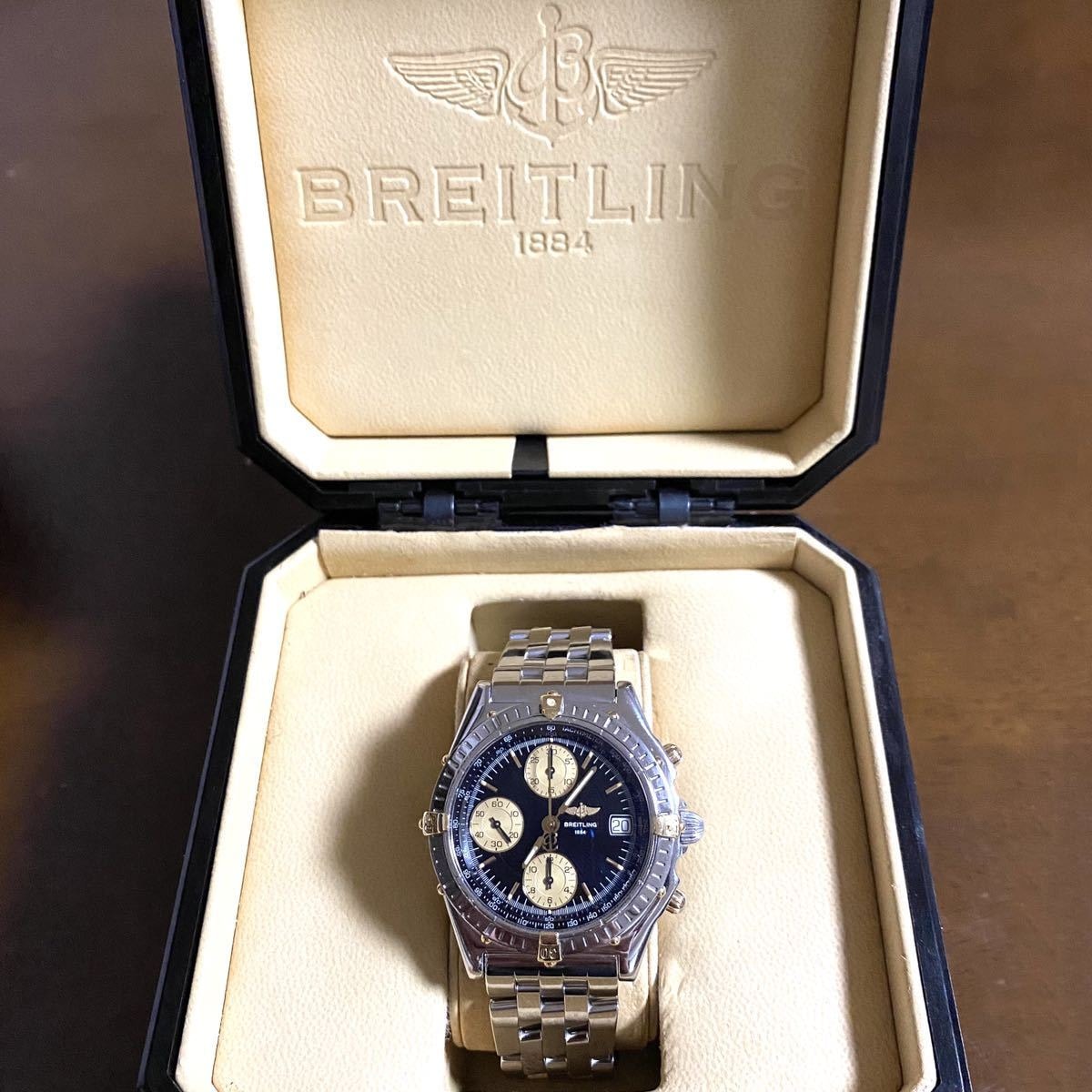 【極美品!!】BREITLING ブライトリング クロノマット ビコロ B13050.1 自動巻き ネイビー×シルバー ブランド 鑑定済み■