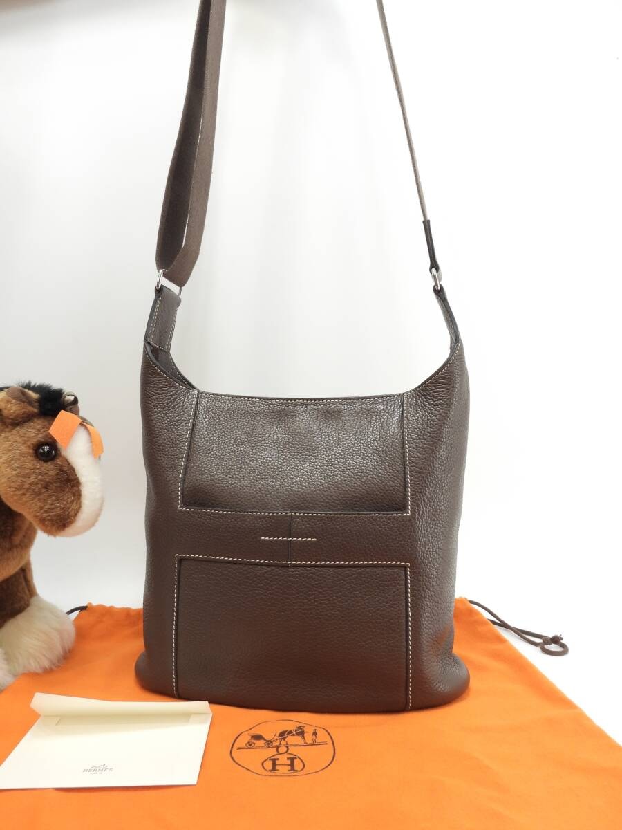 エルメス グッドニュースPM トリヨンクレマンス 焦茶 ポシェット クロスボディバッグ 美品@□L 7