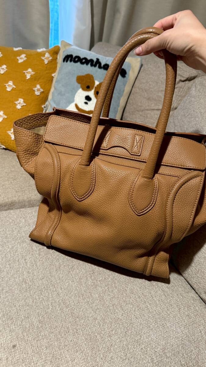 【美品】CELINE セリーヌ ラゲージ マイクロ トートバッグ キャメル系 レザー 正規品