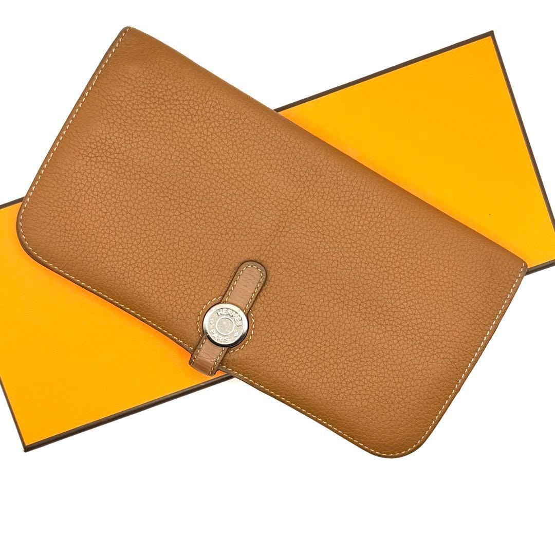 【最高級美品】HERMES エルメス ドゴンロング ブラウン 長財布シルバー金具