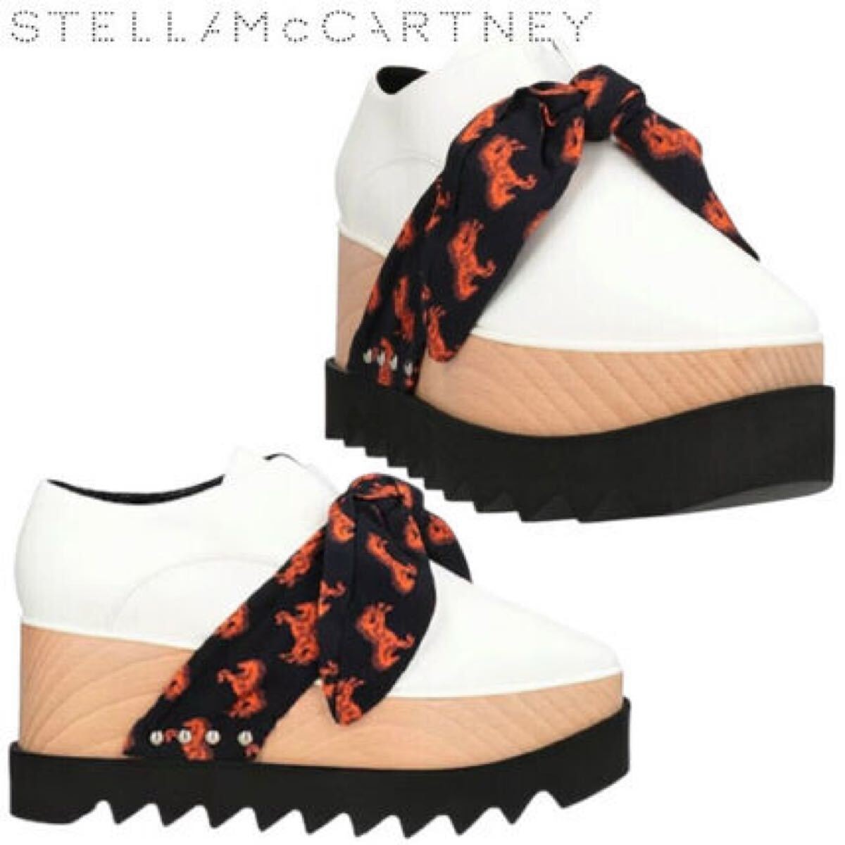 ステラマッカートニー エリス リボン スクエアトゥスニーカー 新品 24.5 厚底