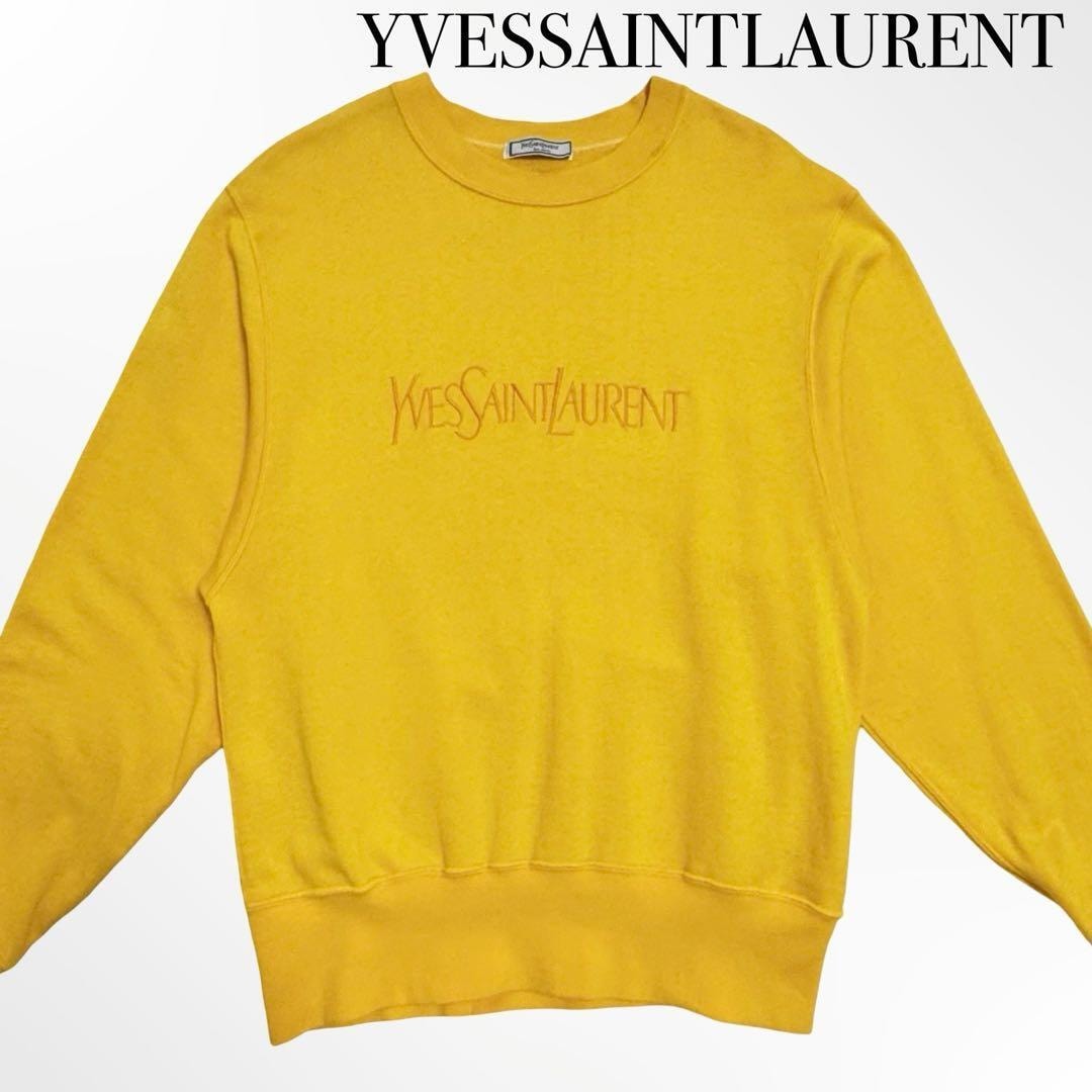 YVES SAINT LAURENT イヴサンローラン ヴィンテージ スウェット トレーナー トップス 洋服 長袖 イエロー 黄色 M メンズ レディース