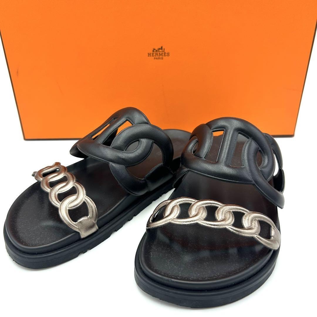 美品 HERMES エルメス サンダル エクストラ シェーヌダンクル 22cm