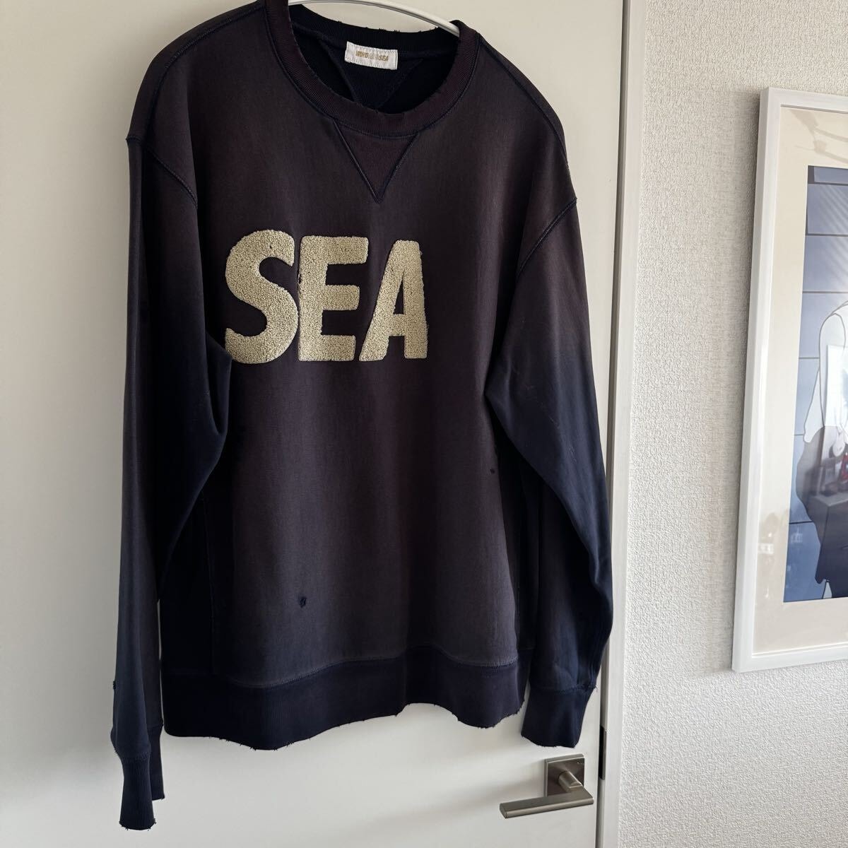 WIND AND SEA ダメージ加工 スウェット ネイビー トレーナー XL