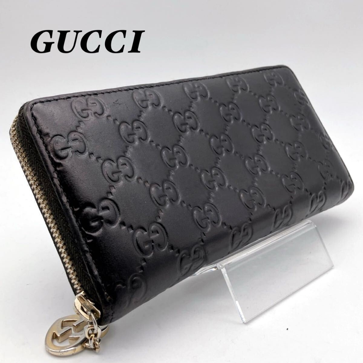 C (やや傷や汚れあり)】GUCCI グッチ 長財布 シマ ラウンドジップ