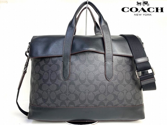 美品★送料無料★ コーチ メンズ COACH シグネチャー ハミルトン ポートフォリオ 2WAY ビジネスバッグ ブリーフケース ショルダーバッグ