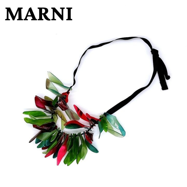 MARNI マルニ ネックレス アクセサリー レディース グリーン系×ピンク系