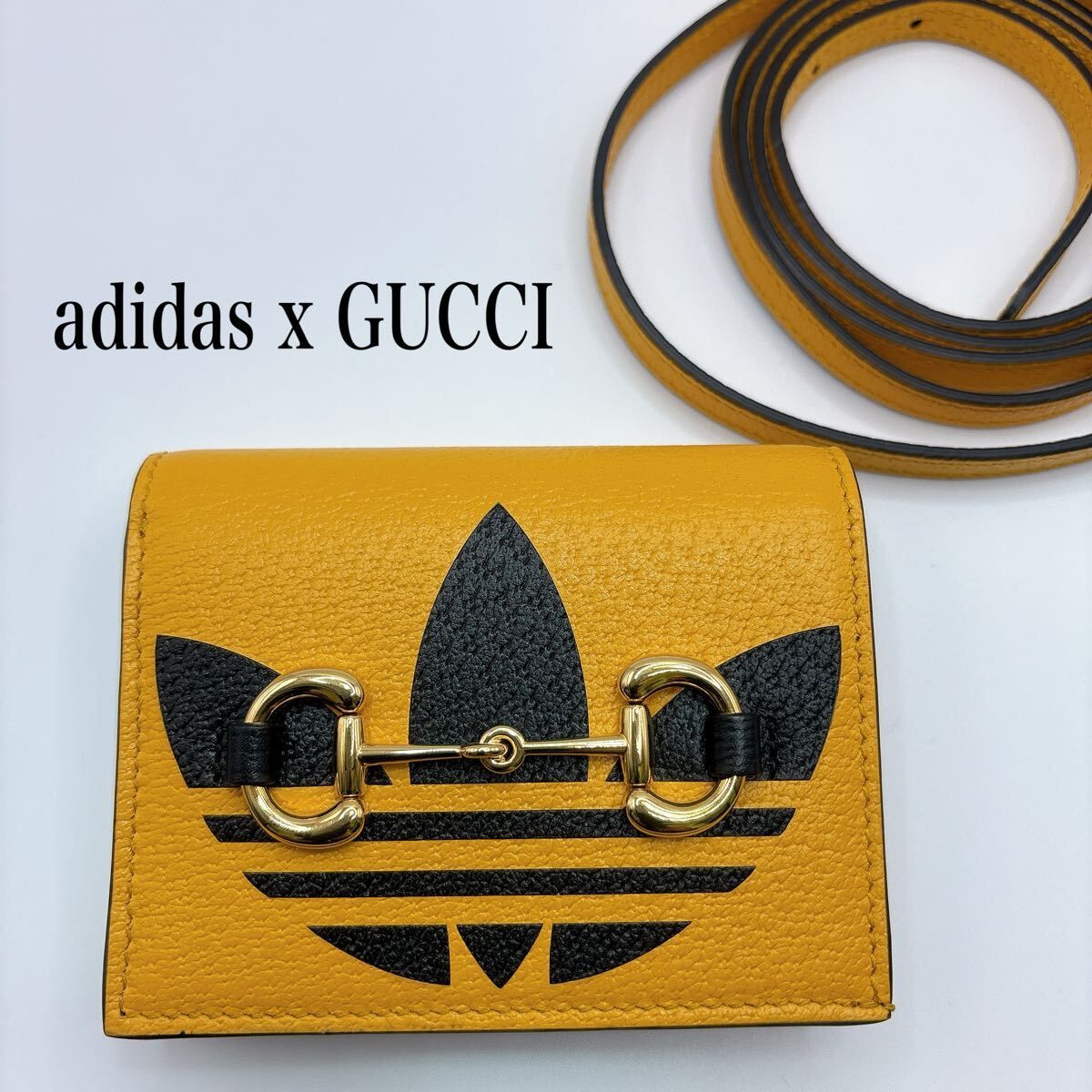 GUCCI × adidas ホースビット 二つ折り財布 ショルダー付　イエロー