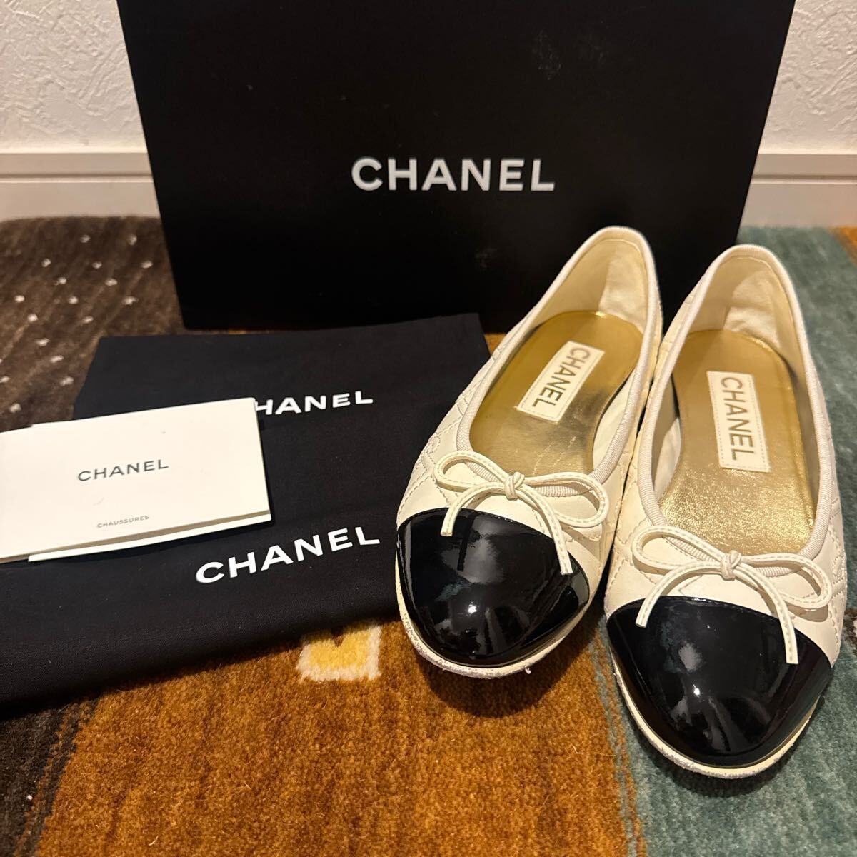 CHANEL シャネル パンプス バレエシューズ ココマーク 靴　キルティング イタリア製
