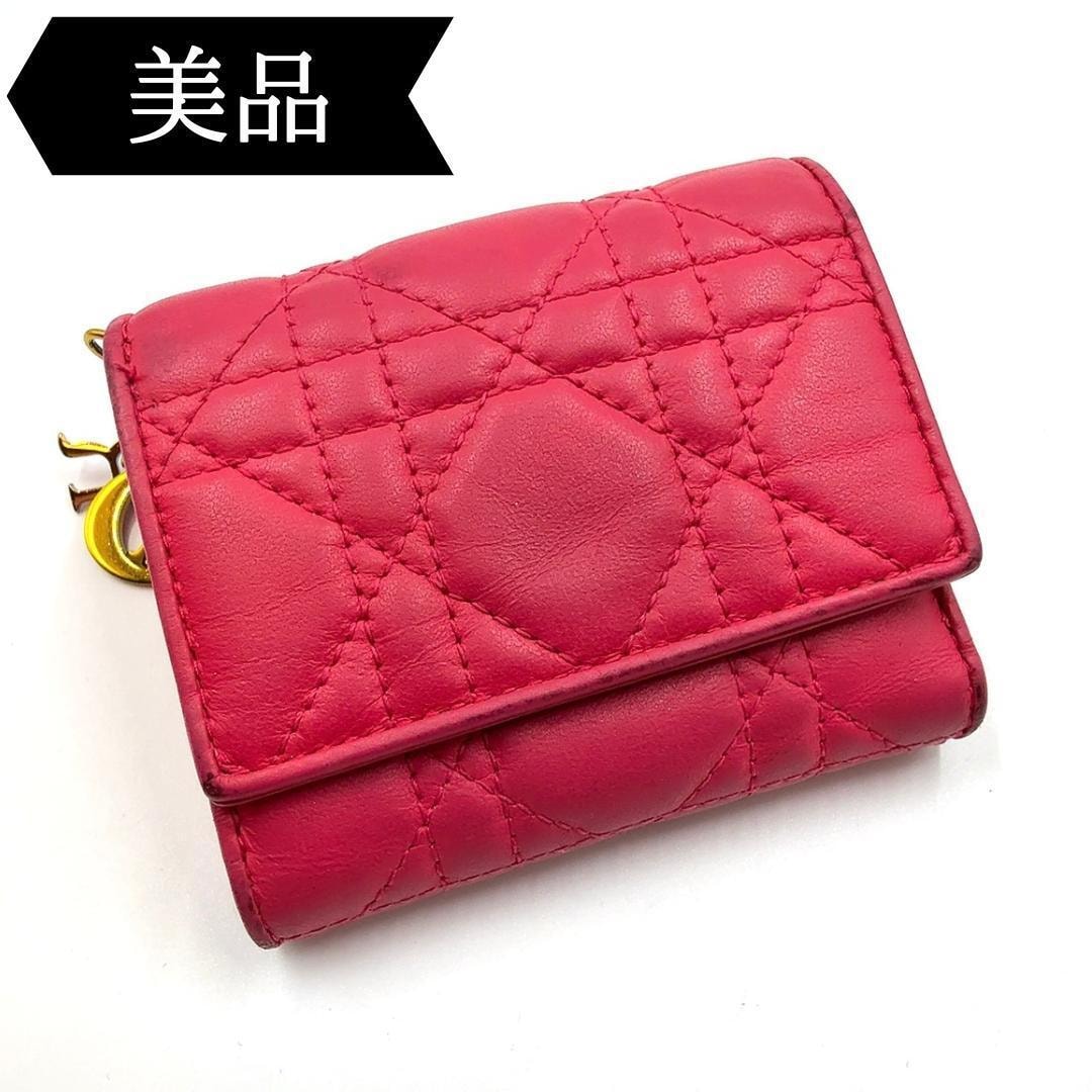 ◇ディオール◇レザー/レディディオール/カナージュ/コンパクトウォレット/財布