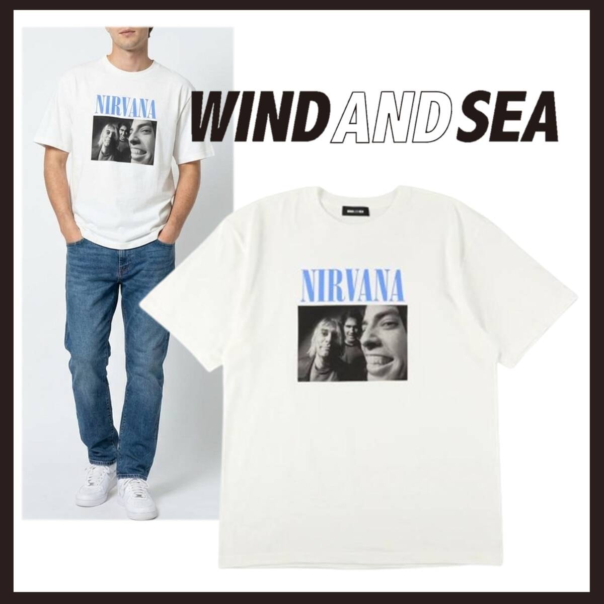 ●○新品 未使用 ウィンダンシー ニルヴァーナ ネバーマインド Tシャツ ホワイト L【WIND AND SEA】バンドTシャツ ヴィンテージ○●