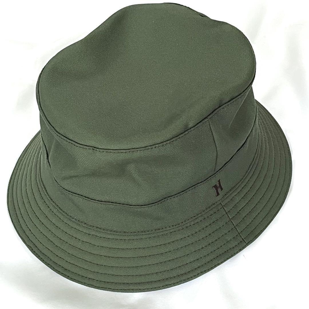 【美品】HERMES エルメス バケットハット Hロゴ グリーン カーキ 56