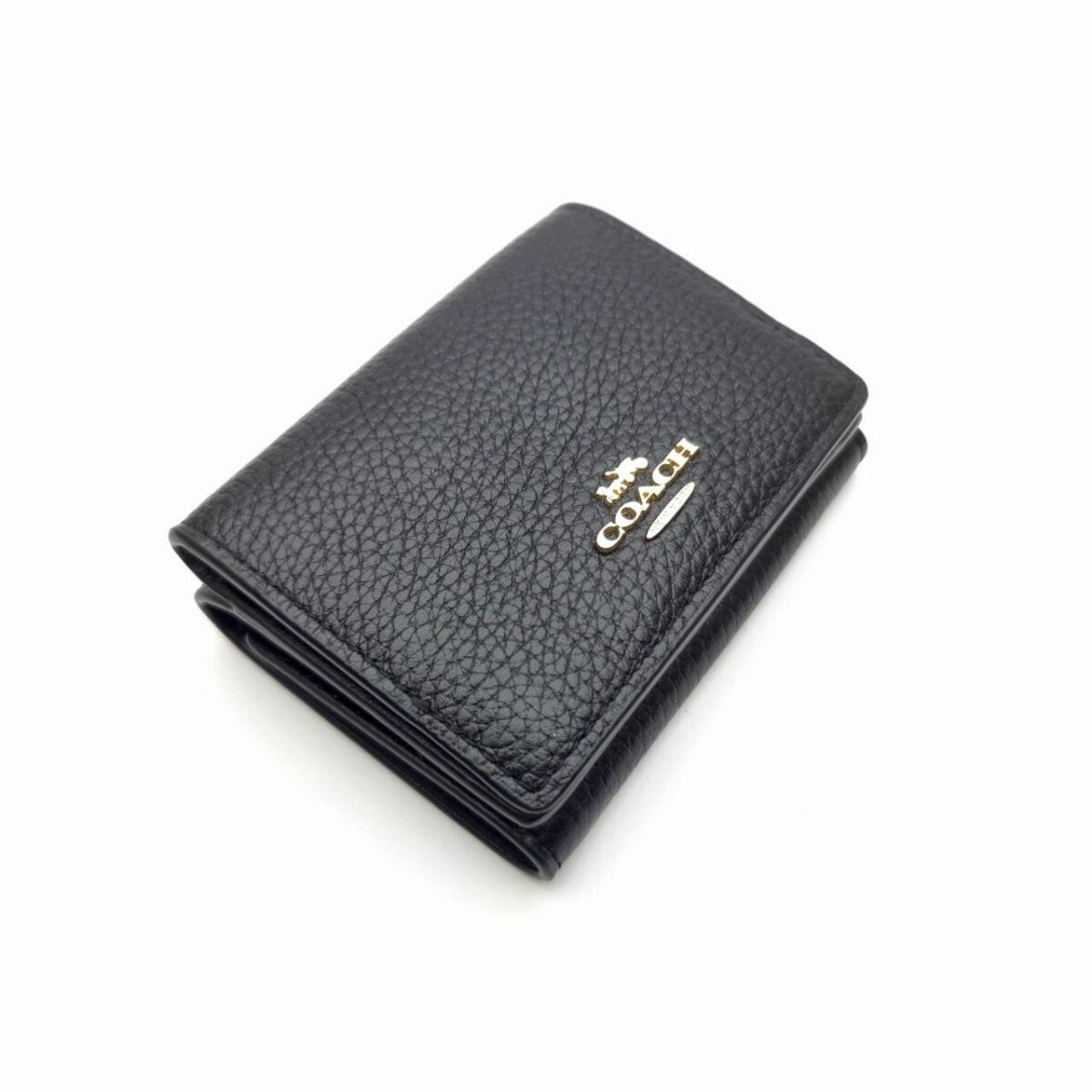 美品 COACH コーチ フローラル プリント エッセンシャル ミニ トライフォールド ウォレット ブラック ホワイト ゴールド金具 レザー 折り財布 コンパクトウォレット レディース 601992 【中古】 美品 COACH コーチ フローラル プリント エッセンシャル ミニ トライ