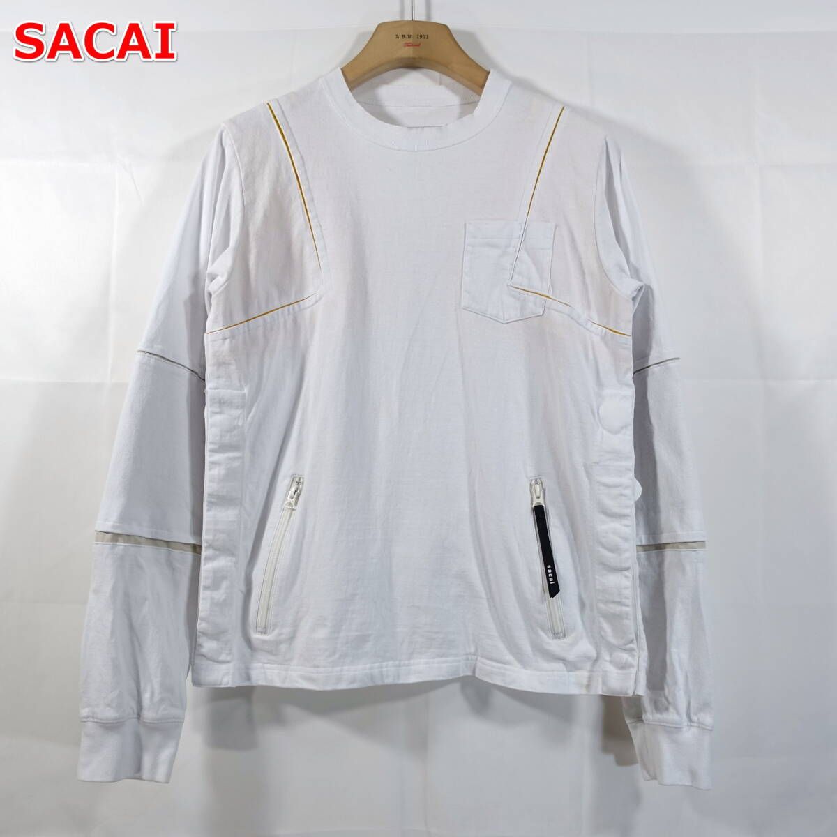 【良品】sacai　パッチワークカットソー　サカイ　サイズ２（Ｍ相当）　白