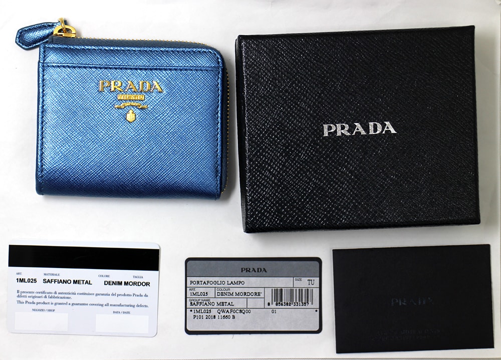 【PRADA】プラダ コインケース 小銭入れ L字ファスナー　サフィアーノメタル　1ML025　ミニウォレット コンパクト