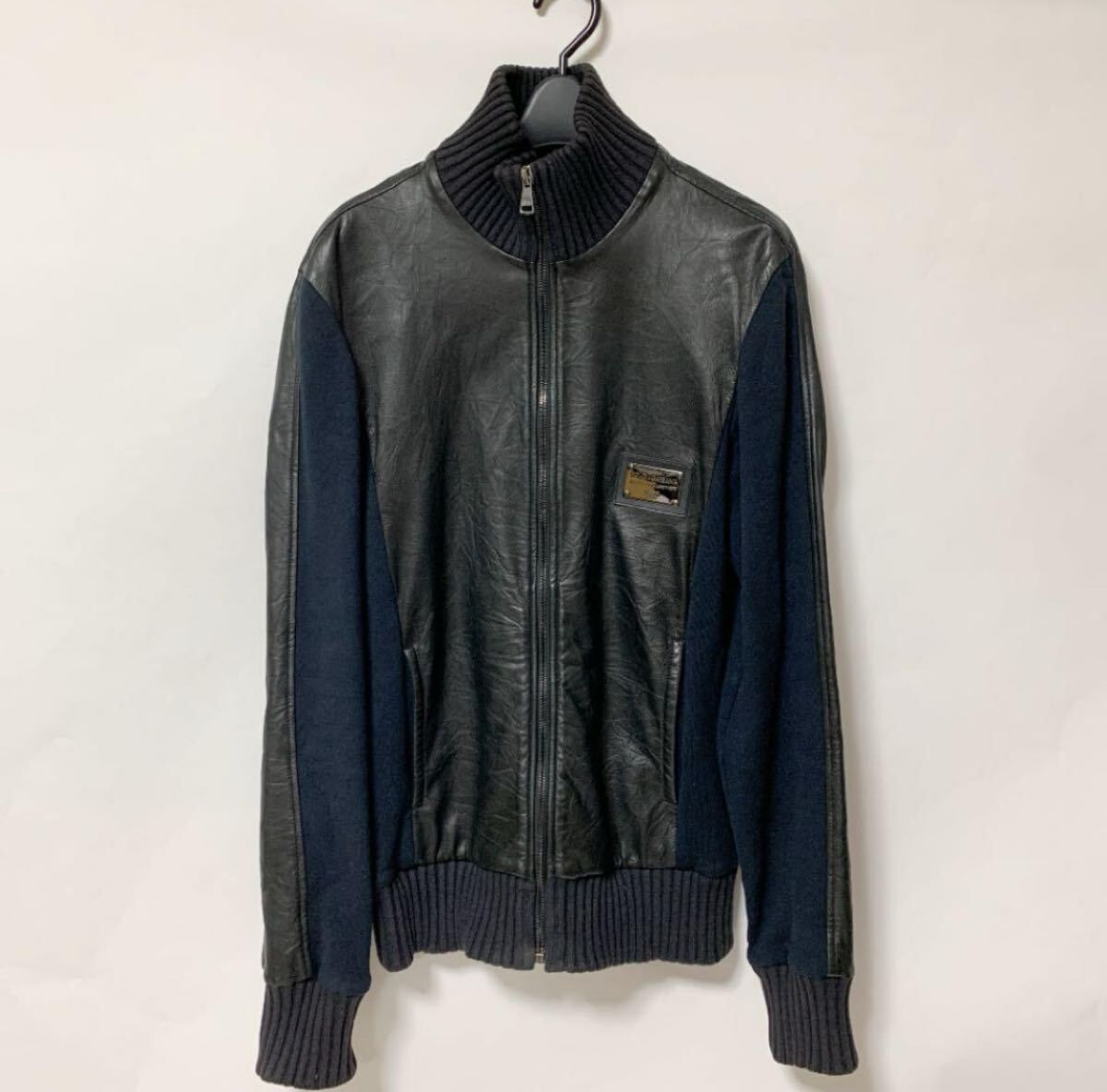 DOLCE&GABBANA ドルチェ&ガッバーナ スウェット トレーナー ロゴプレート ラムスキン 44 中古