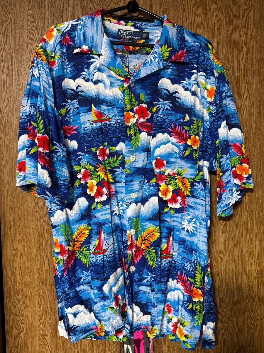ビンテージ◆ラルフローレン◆アロハシャツ◆ Polo by Ralph Lauren◆Ｌサイズ◆ アクティ２１◆CALDWELL◆ポロシャツ