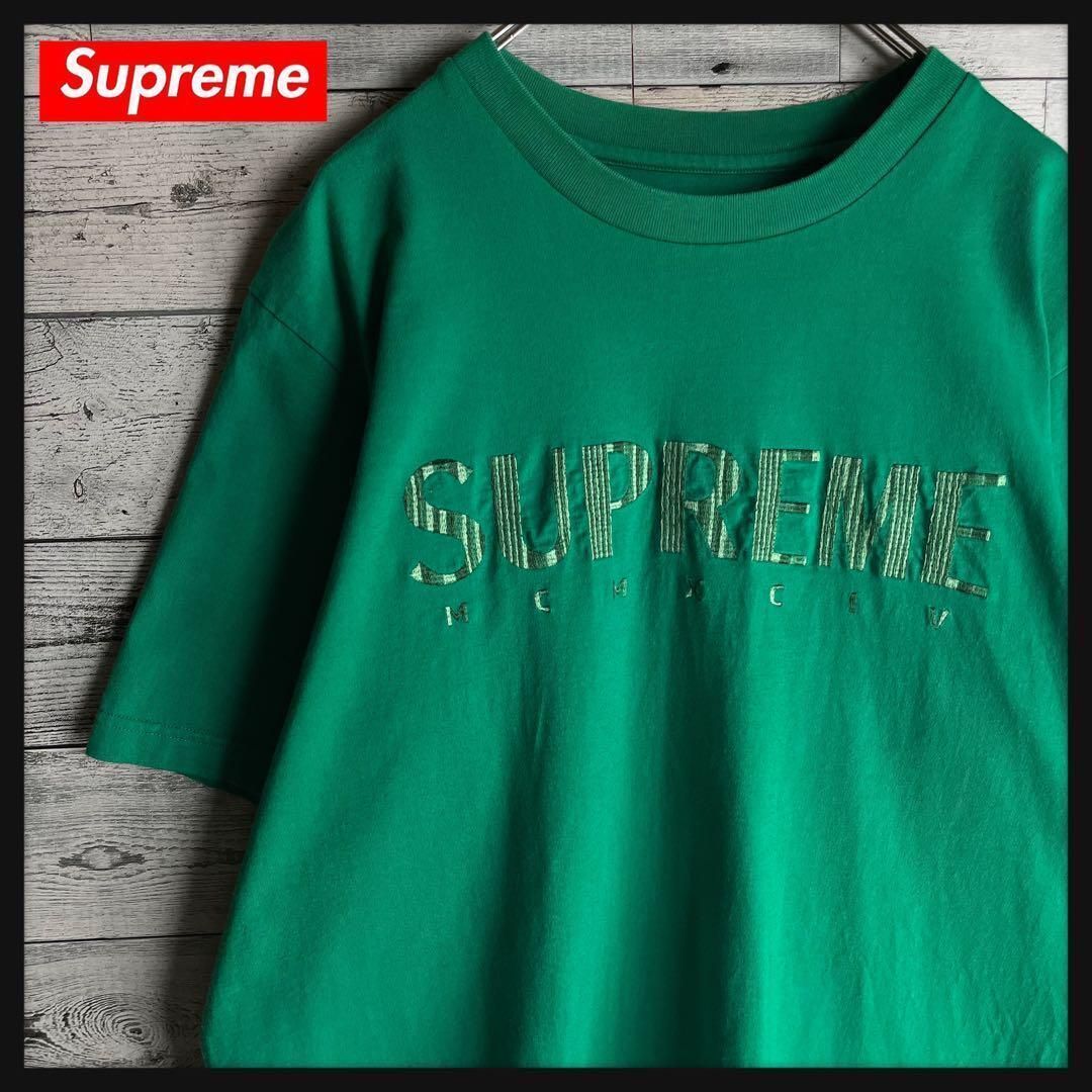 【希少XLサイズ】シュプリーム☆ 刺繍ビッグロゴ入り 半袖 Tシャツ