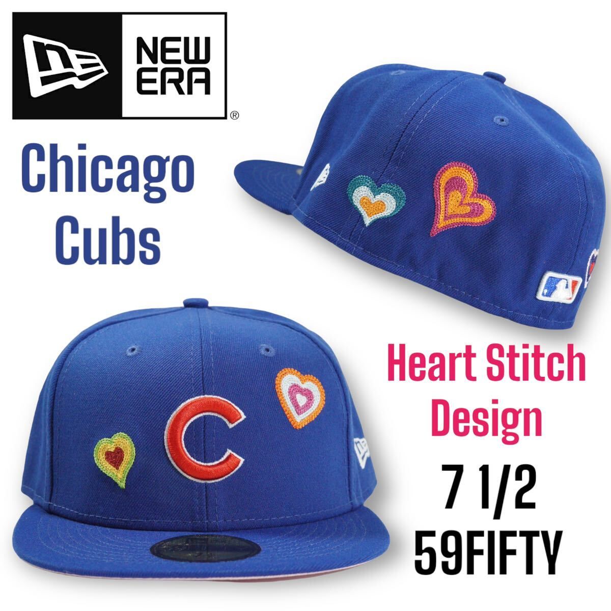 【日本未発売】NEWERA 59FIFTY FITTED CHAIN STITCH HEART CAPS 7 1/2 シカゴカブス　Chicago Cubs　今永昇太　ニューエラ　キャップ