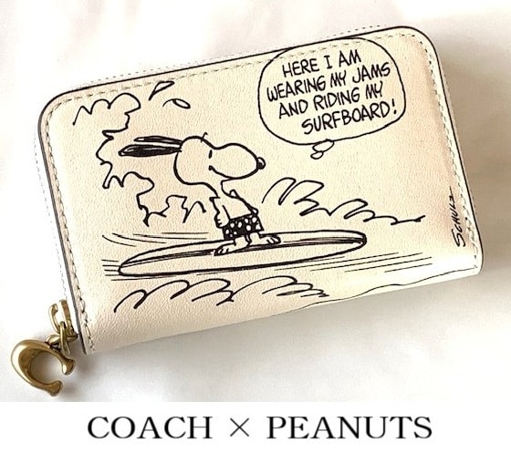 特価！ とっても可愛い♪ COACH コーチ ピーナッツ 限定コラボ スヌーピー ジップ カードケース ミニ財布 コインケース CCB18 新品本物