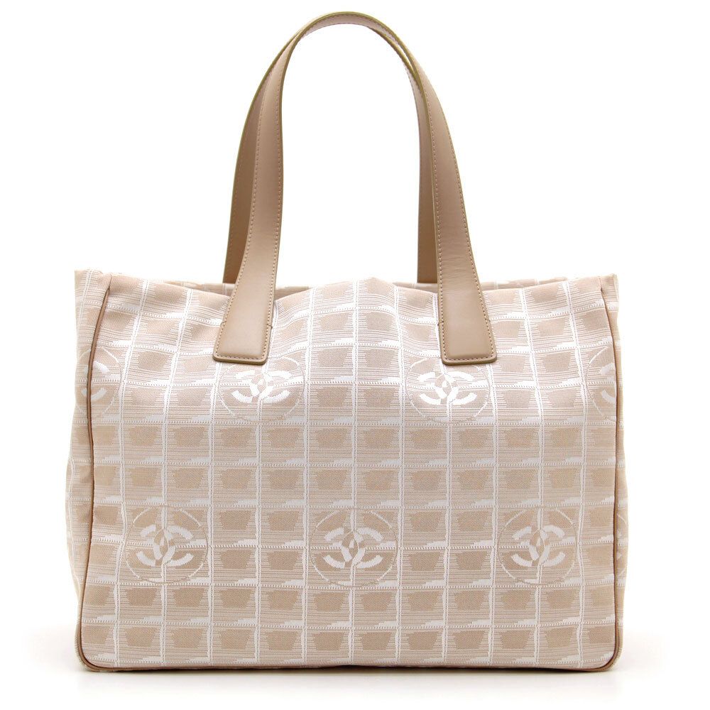 中古 良品 CHANEL シャネル トートバッグ ニュートラベルラインMM A15991 ベージュ系 ナイロンキャンバス ABランク A4対応 レディース