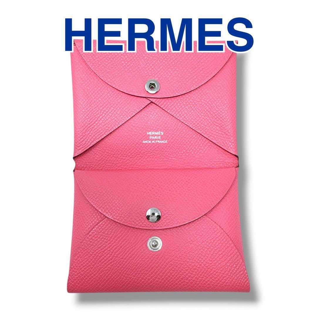 エルメス カルヴィデュオ コインケース ピンク レザー レディース ブランド HERMES ヴォーエプソン 美品 シルバー金具