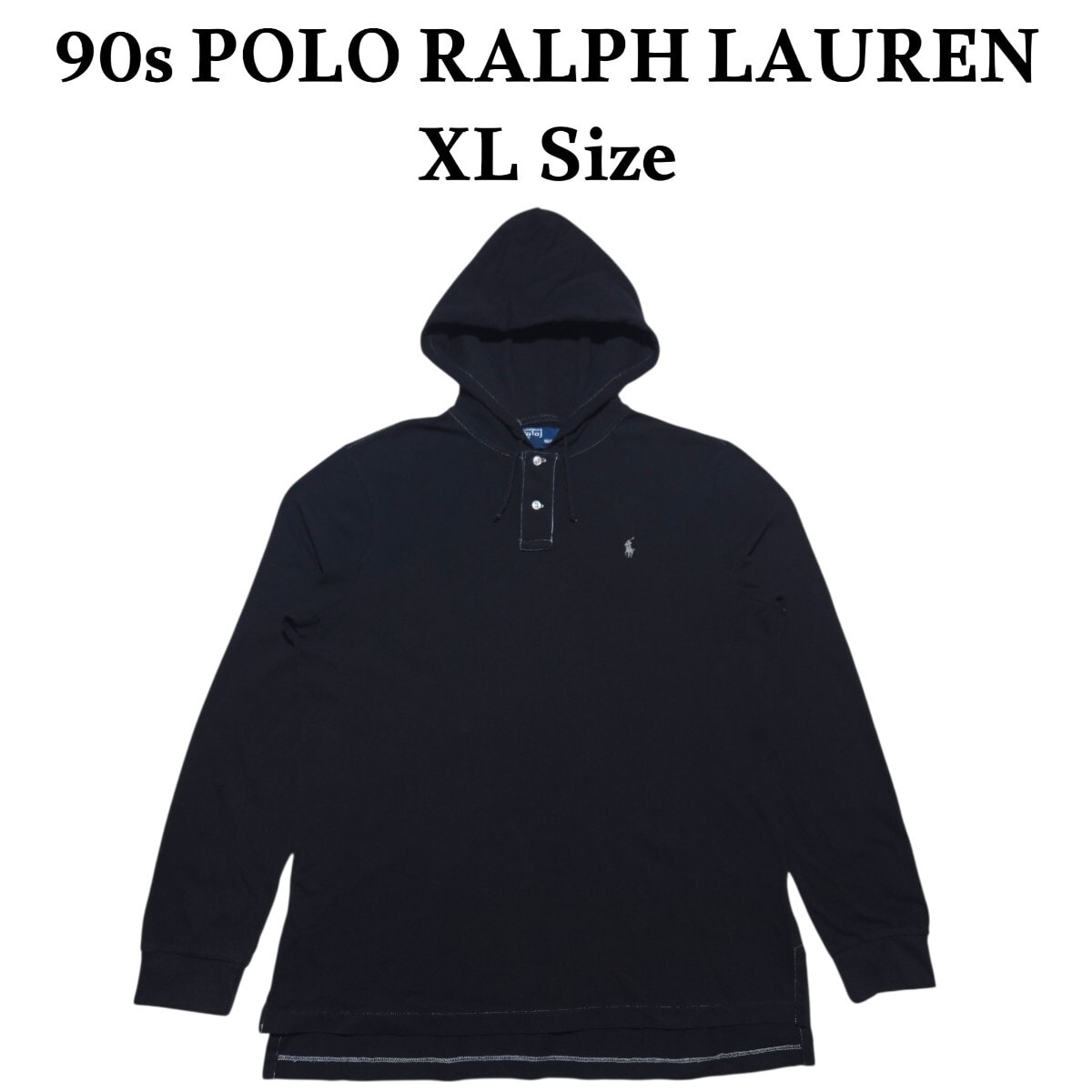 90s ポロラルフローレン 鹿の子 パーカー XL フーディ ヘンリーネック 