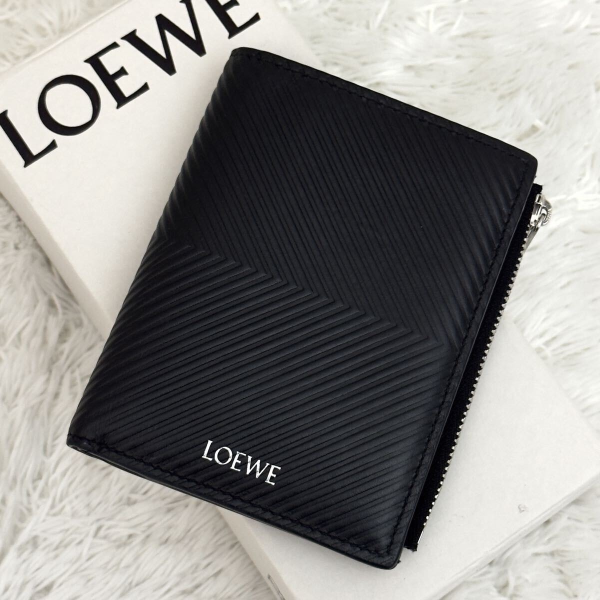 ☆極美品☆現行 LOEWE ロエベ コンパクトウォレット 財布 レザー ブラック