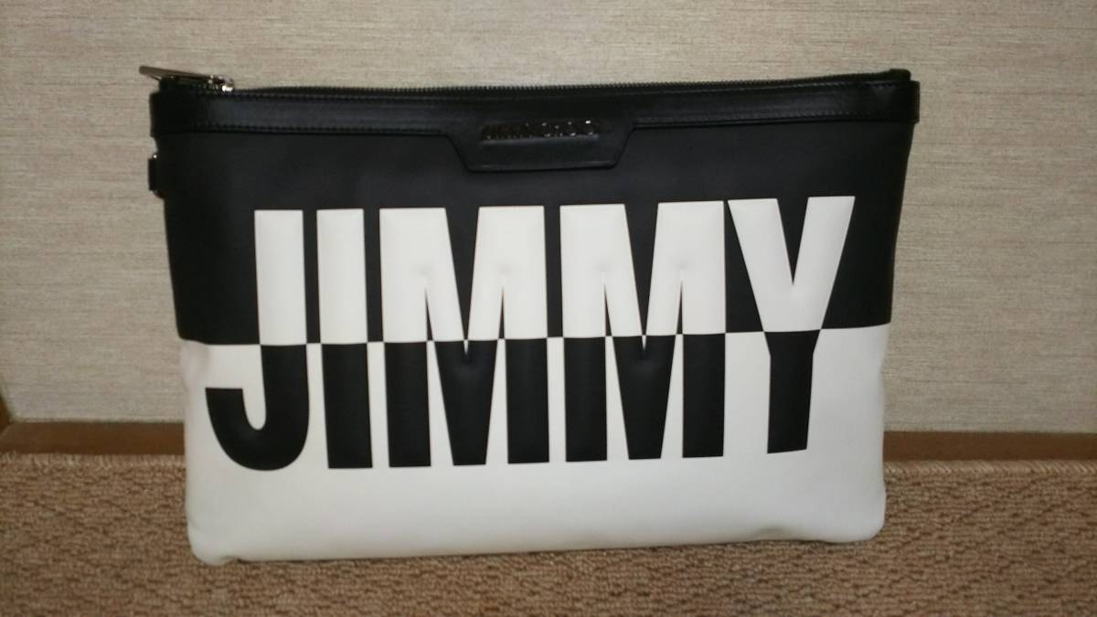 正規品★半額以下で売ります★ ジミーチュウ JIMMY CHOO メンズクラッチバッグ DEREK（デレク） ブラック×ホワイト 
