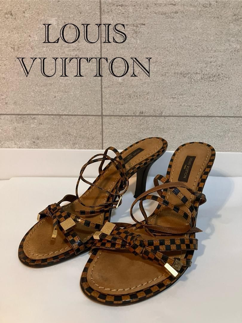 LOUIS VUITTON - LOUIS VUITTON ダミエヒール サンダル ブラウン