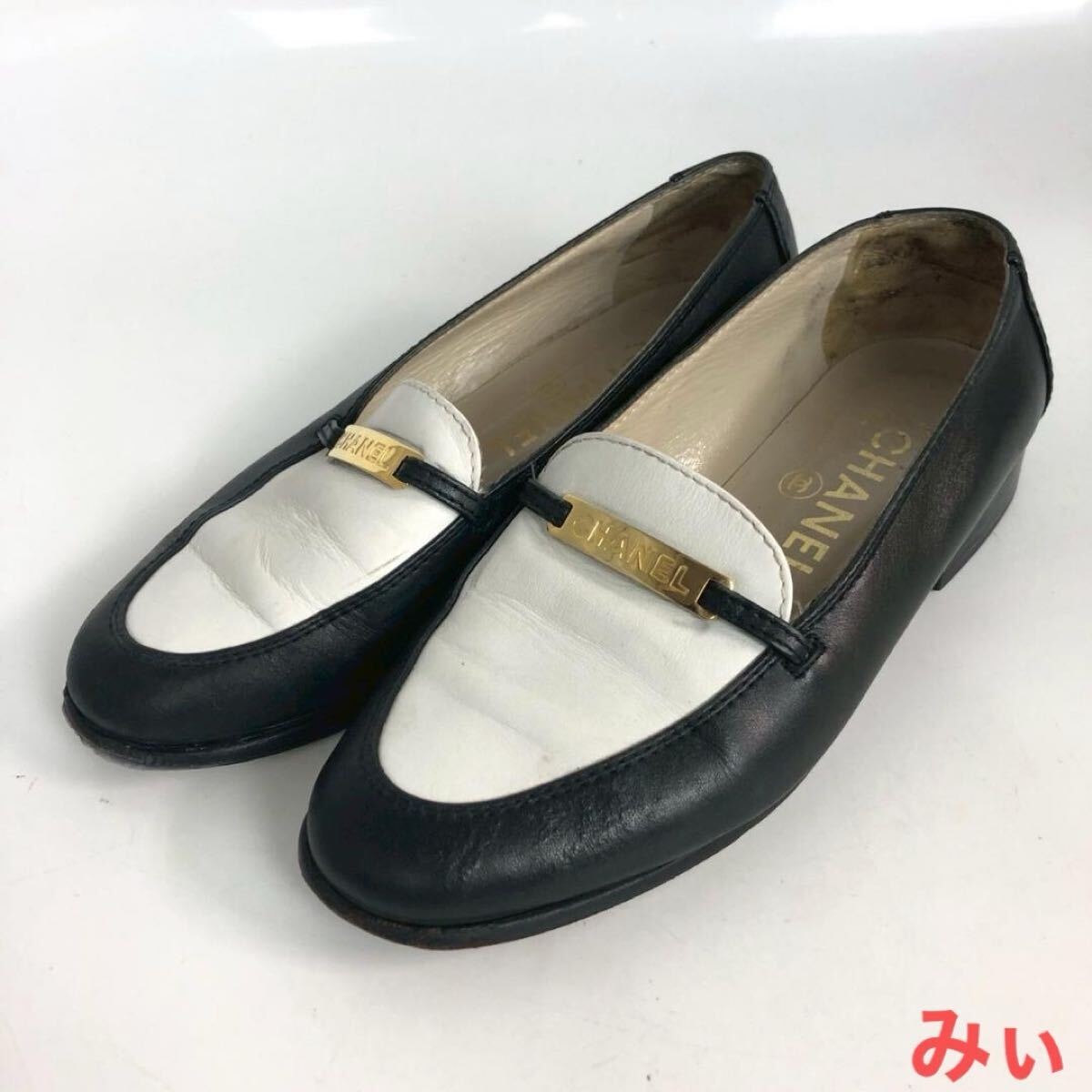 CHANEL シャネル レザー ローファー フラットシューズ レディース ブランド 靴 ぺたんこ パンプス 本革 黒 ブラック ビジネス フォーマル