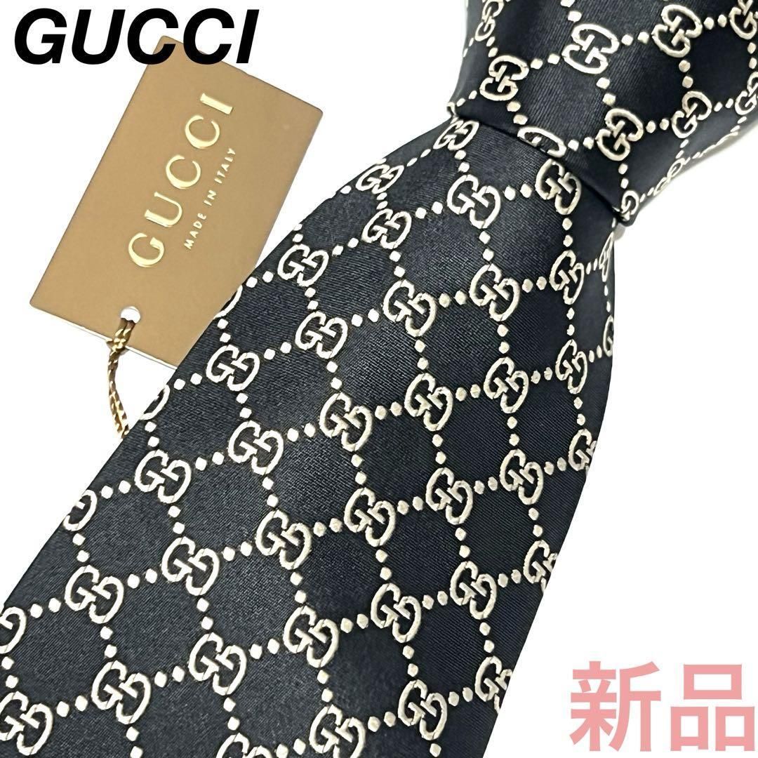 GUCCI gg総柄 ブラック／黒色 ネクタイ 034872 GUCCI グッチ ネクタイ 新作 蜂 GG柄 ストライプ 赤 黒 青