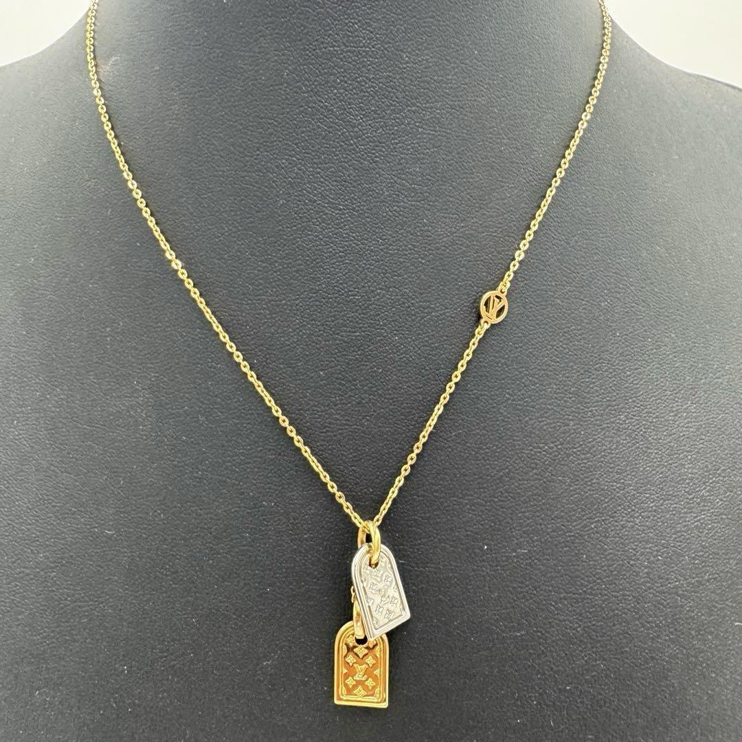 No.377 超人気☆超美品 LOUISVUITTON ルイヴィトン ネックレス ナノグラム ゴールド×シルバー M63141 アクセサリー 付属品完備 レディース