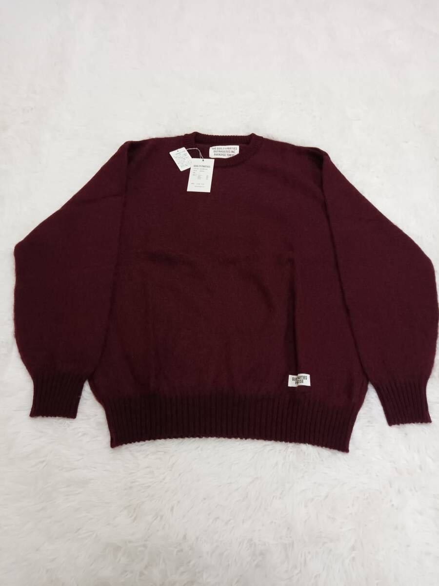 定価41,800円　22FW　未使用　WACKOMARIA　ワコマリア　モヘア　クルーネック　セーター　L　バーガンディー