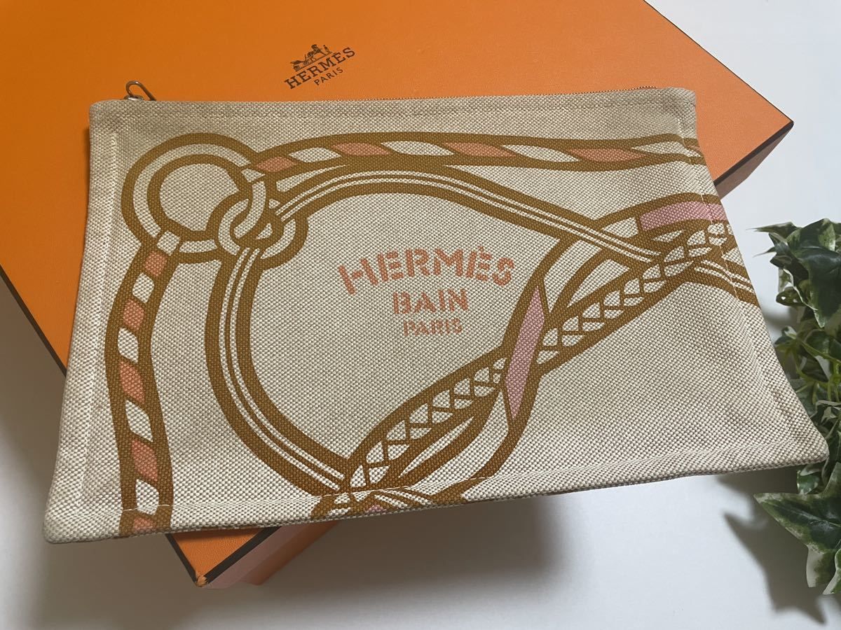 ヒ*チ様 エルメス BAIN ヨッティングポーチ　美品 目立った傷や汚れなし】☆美品 エルメス ヨッティングポーチGM