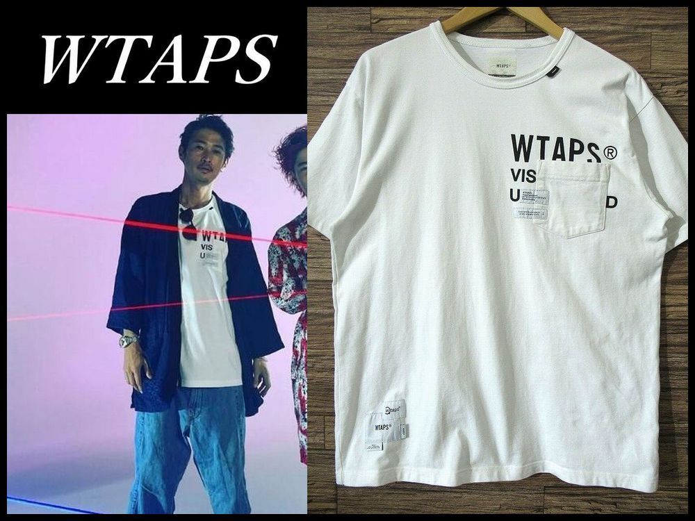 送無 WTAPS ダブルタップス 211ATDT-CSM12 INSECT 02 SS / COPO TEE プリント パッチワーク ポケット ニットジャージー 半袖 Tシャツ 白 02