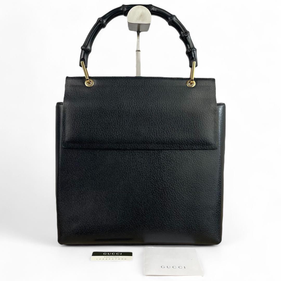 グッチ　バンブー　ハンドバッグ　レザー　ブラック　オールドグッチ　GUCCI　トートバッグ　ワンショルダーバッグ　001・1118