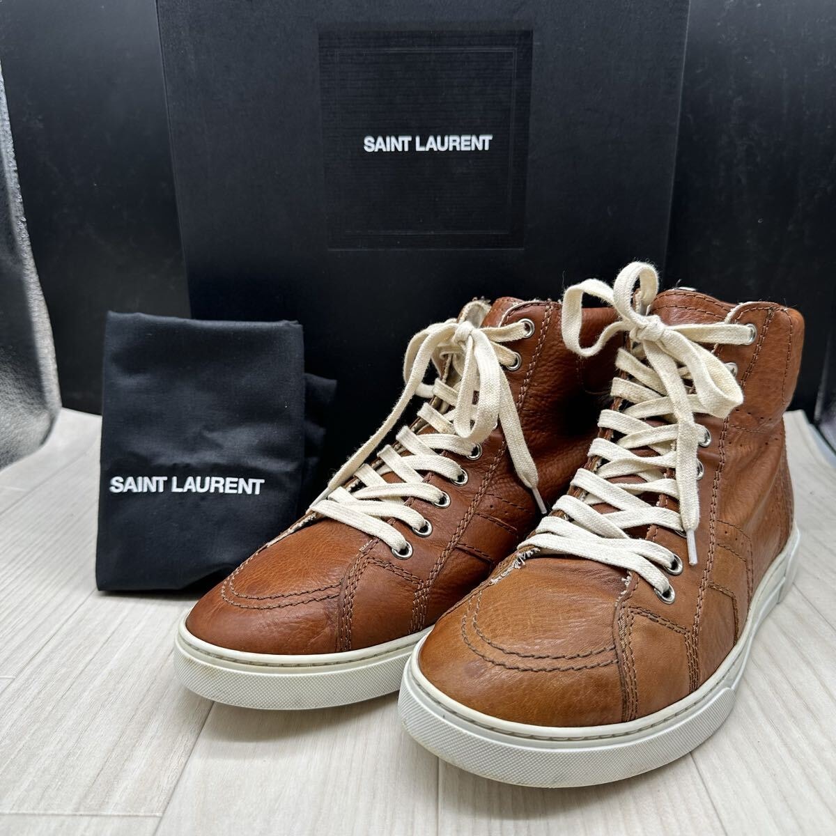 【SAINTLAURENT】サンローラン 40 スニーカー レザー ブラウン