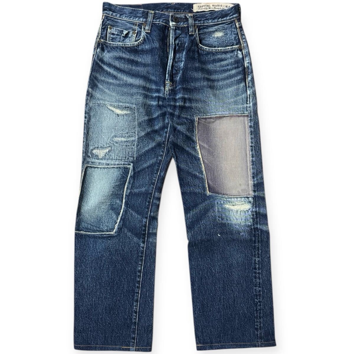 雰囲気抜群 KAPITAL パッチワーク バックルバック デニム 赤耳 w31